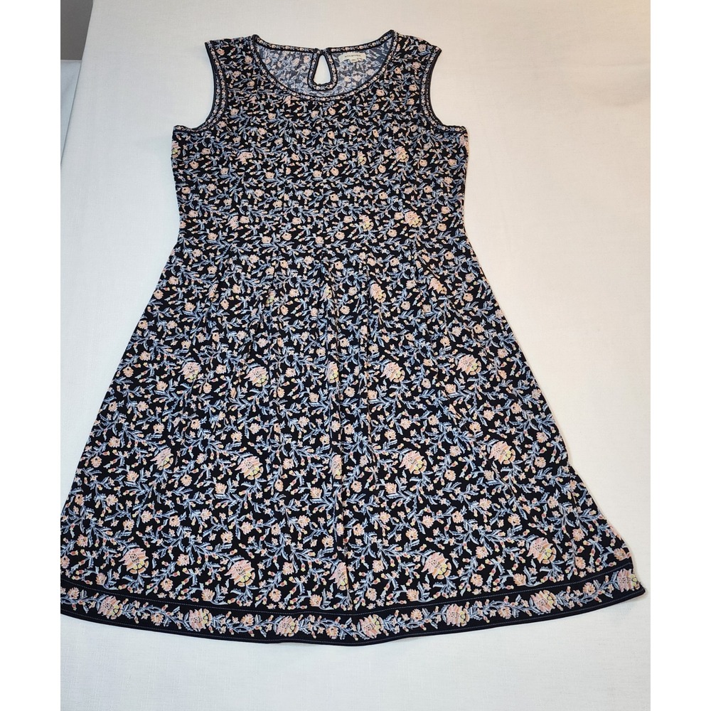 Max Studio Navy Floral Midi Dress with Pink and Light Blue Accents - Picture 1 of 10